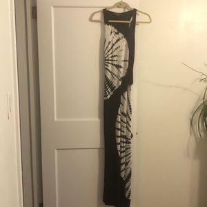 Black and white tie die maxi dress